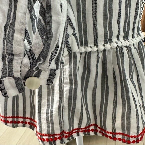 Kate Spade New York Striped Embroidered Tasseled Blouse SZ XSmall Resort Wear - Picture 3 of 7